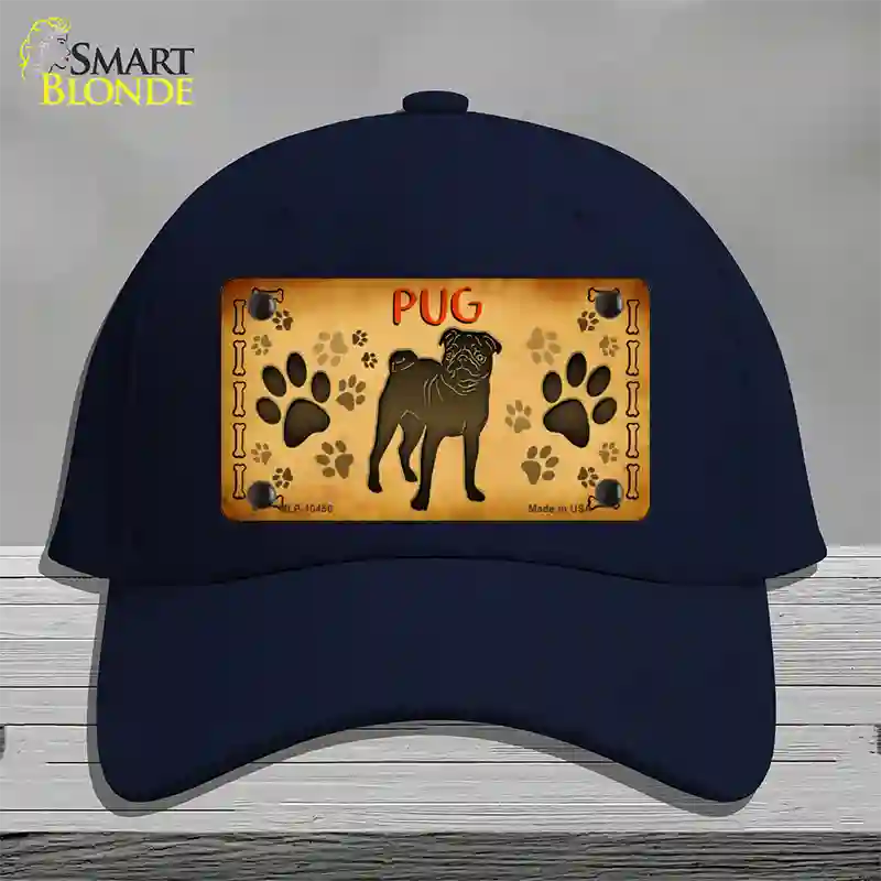 Pug Novelty License Plate Hat Cotton / Navy