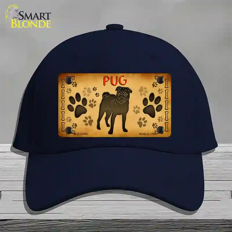 Pug Novelty License Plate Hat Cotton / Navy