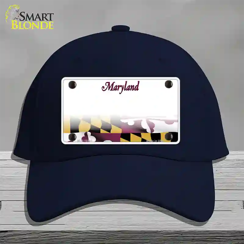 Maryland State Blank Novelty License Plate Hat Cotton / Navy