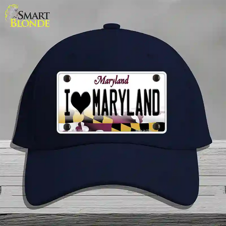 I Love Maryland Novelty License Plate Hat Cotton / Navy