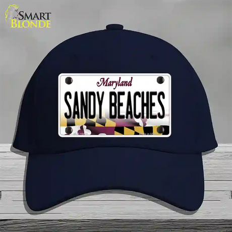 Sandy Beaches Maryland Novelty License Plate Hat Cotton / Navy