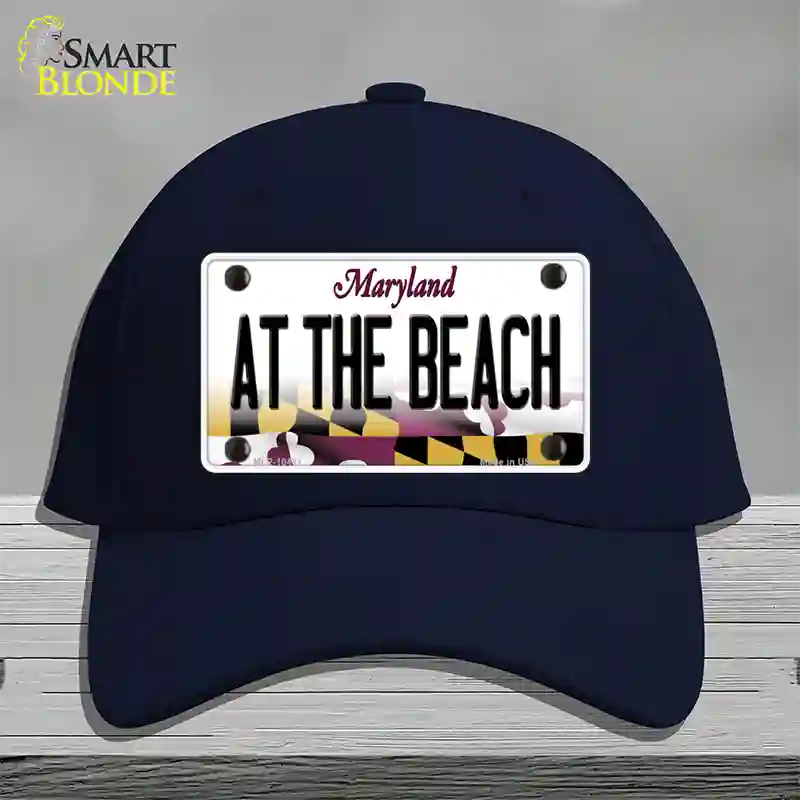 At The Beach Maryland Novelty License Plate Hat Cotton / Navy