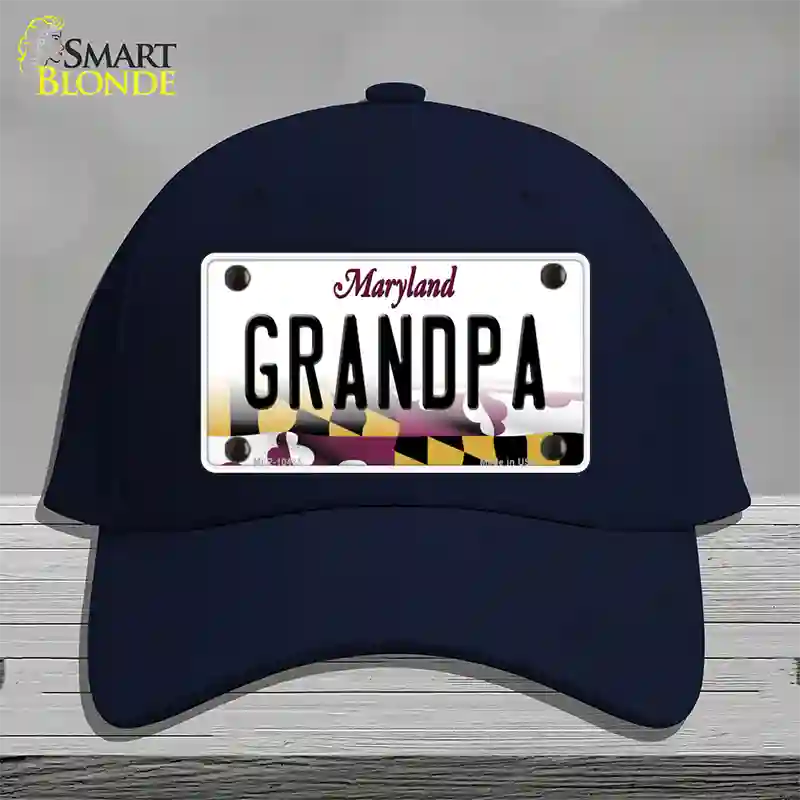 Grandpa Maryland Novelty License Plate Hat Cotton / Navy