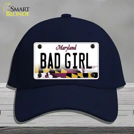 Bad Girl Maryland Novelty License Plate Hat Cotton / Navy