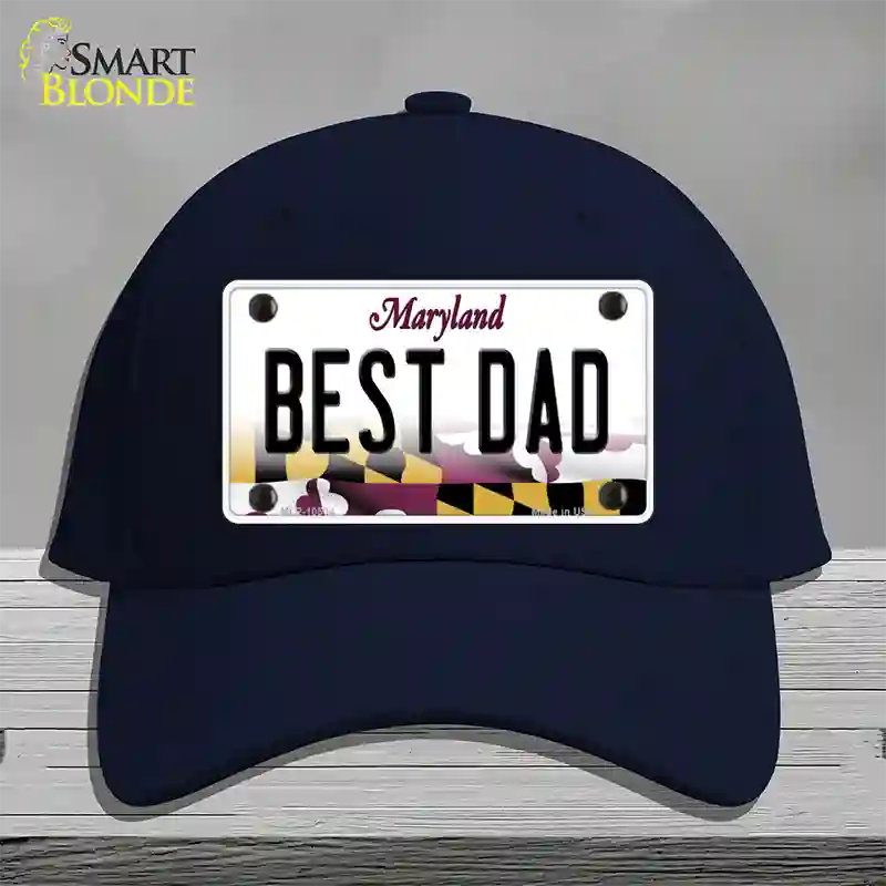 Best Dad Maryland Novelty License Plate Hat Cotton / Navy