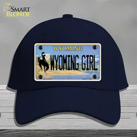 Wyoming Girl Novelty License Plate Hat Cotton / Navy