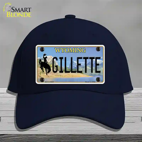 Gillette Wyoming Novelty License Plate Hat Cotton / Navy