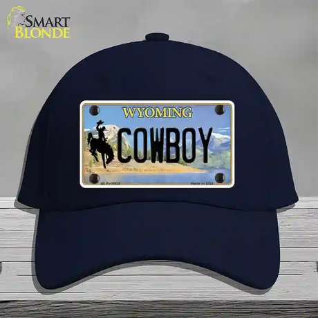 Cowboy Wyoming Novelty License Plate Hat Cotton / Navy