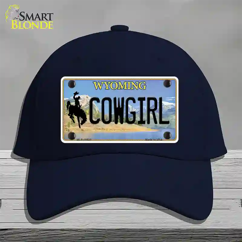 Cowgirl Wyoming Novelty License Plate Hat Cotton / Navy