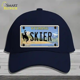 Skier Wyoming Novelty License Plate Hat Cotton / Navy