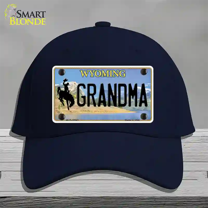 Grandma Wyoming Novelty License Plate Hat Cotton / Navy