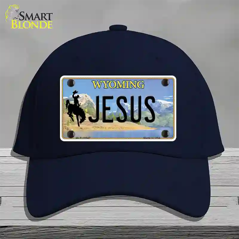 Jesus Wyoming Novelty License Plate Hat Cotton / Navy