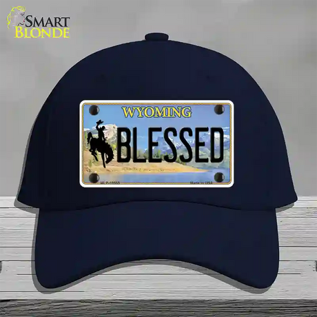 Blessed Wyoming Novelty License Plate Hat Cotton / Navy