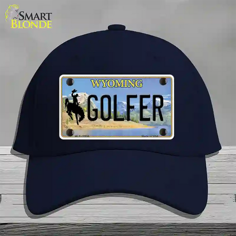 Golfer Wyoming Novelty License Plate Hat Cotton / Navy