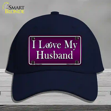 I Love My Husband Novelty License Plate Hat Cotton / Navy