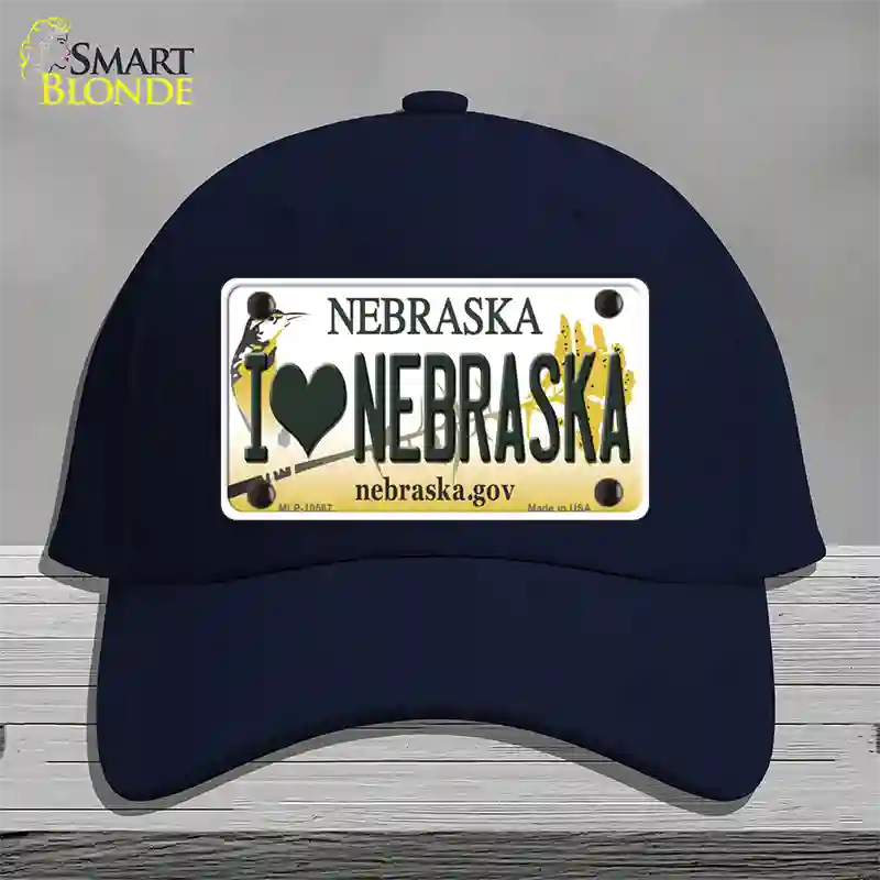 I Love Nebraska Novelty License Plate Hat Cotton / Navy