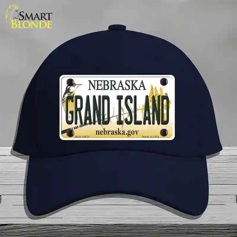 Grand Island Nebraska Novelty License Plate Hat Cotton / Navy