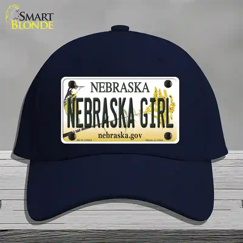 Nebraska Girl Novelty License Plate Hat Cotton / Navy