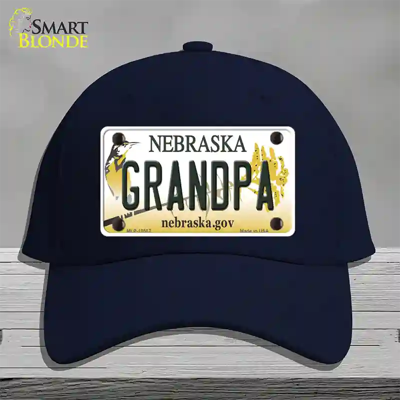 Grandpa Nebraska Novelty License Plate Hat Cotton / Navy