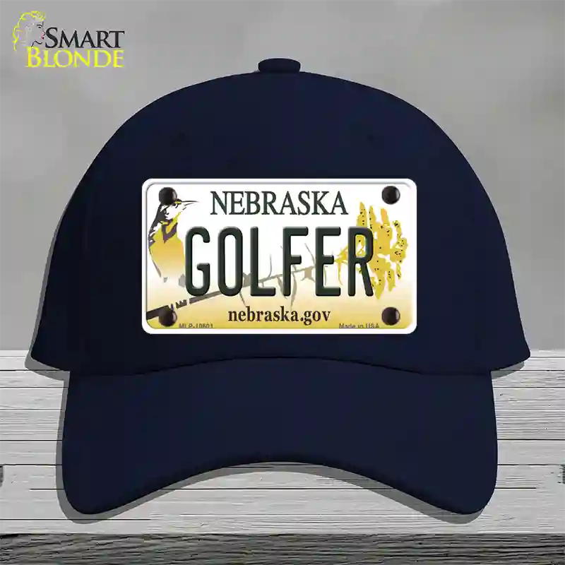 Golfer Nebraska Novelty License Plate Hat Cotton / Navy