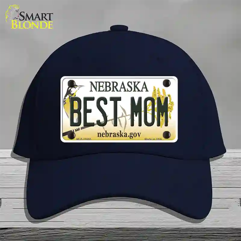 Best Mom Nebraska Novelty License Plate Hat Cotton / Navy