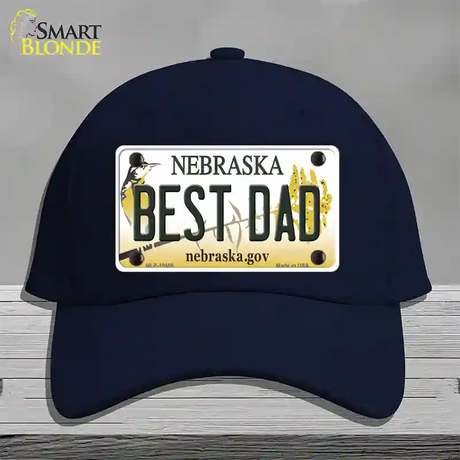 Best Dad Nebraska Novelty License Plate Hat Cotton / Navy