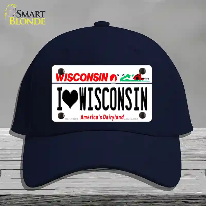 I Love Wisconsin Novelty License Plate Hat Cotton / Navy