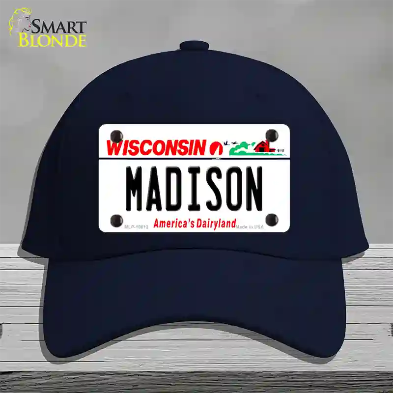 Madison Wisconsin Novelty License Plate Hat Cotton / Navy