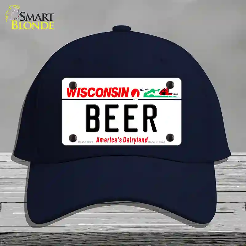 Beer Wisconsin Novelty License Plate Hat Cotton / Navy