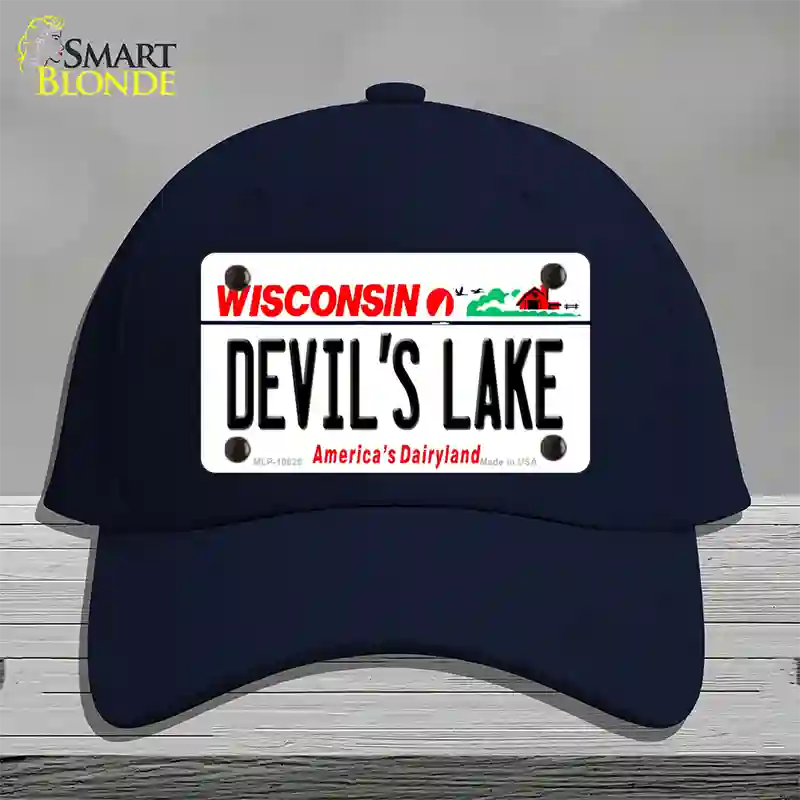 Devils Lake Wisconsin Novelty License Plate Hat Cotton / Navy