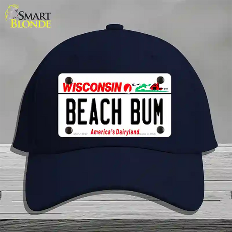 Beach Bum Wisconsin Novelty License Plate Hat Cotton / Navy