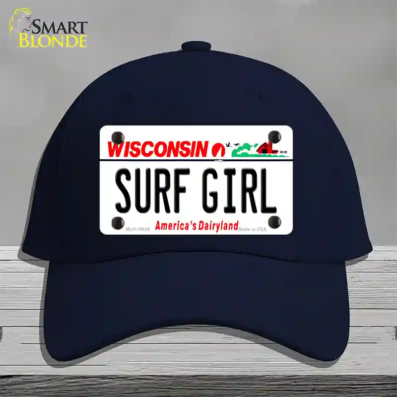 Surf Girl Wisconsin Novelty License Plate Hat Cotton / Navy