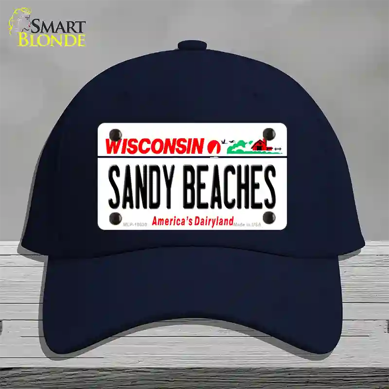 Sandy Beaches Wisconsin Novelty License Plate Hat Cotton / Navy