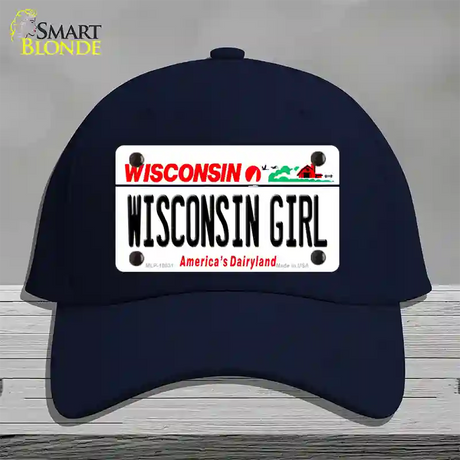 Wisconsin Girl Wisconsin Novelty License Plate Hat Cotton / Navy