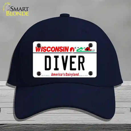 Diver Wisconsin Novelty License Plate Hat Cotton / Navy