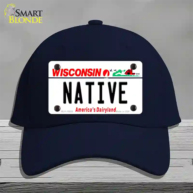 Native Wisconsin Novelty License Plate Hat Cotton / Navy