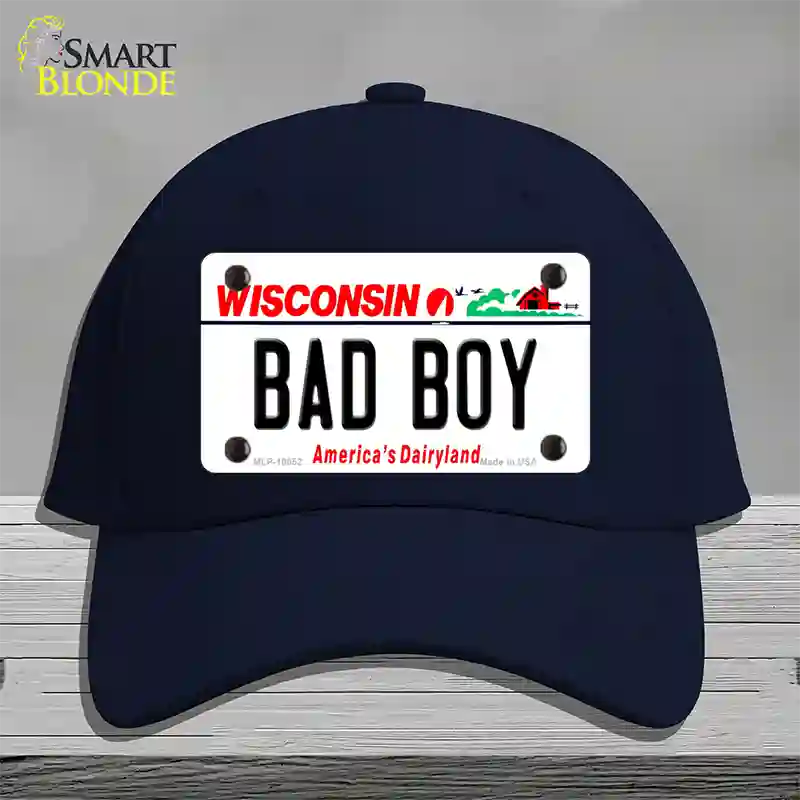 Bad Boy Wisconsin Novelty License Plate Hat Cotton / Navy