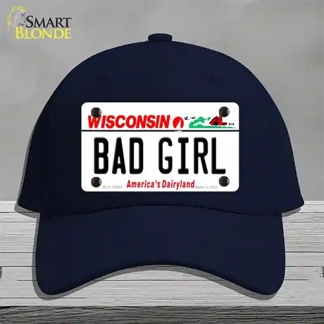 Bad Girl Wisconsin Novelty License Plate Hat Cotton / Navy