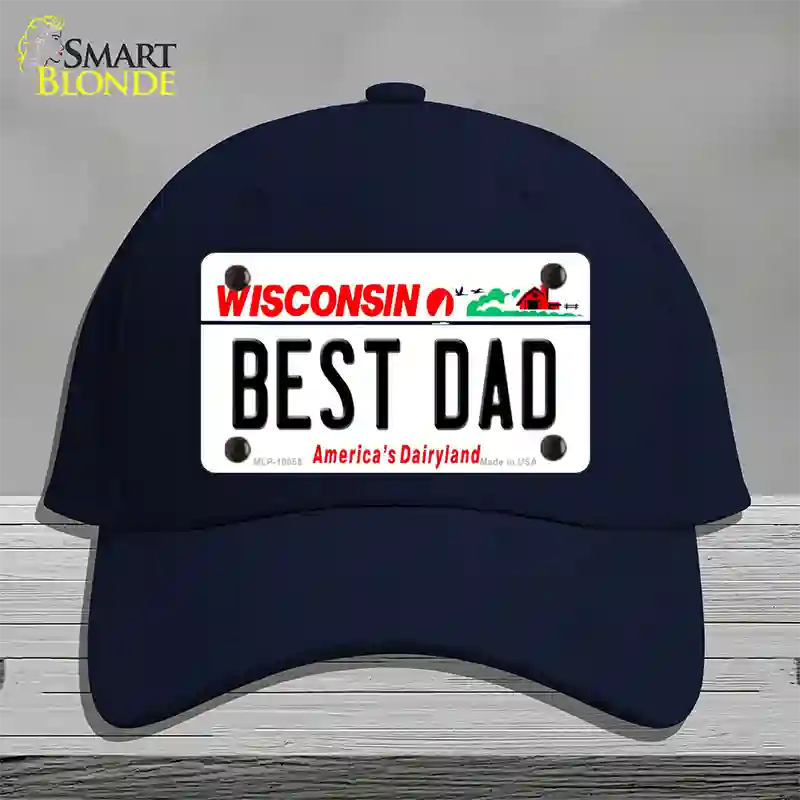 Best Dad Wisconsin Novelty License Plate Hat Cotton / Navy