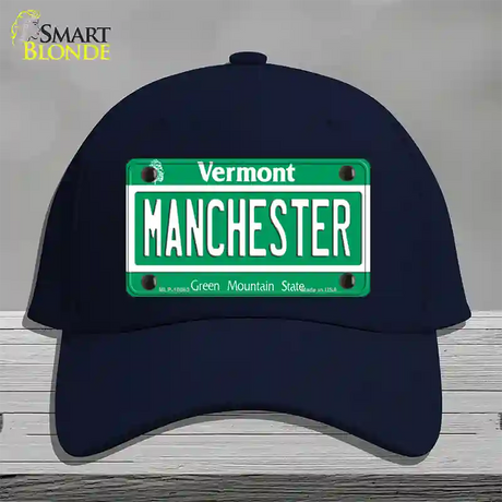 Manchester Vermont Novelty License Plate Hat Cotton / Navy