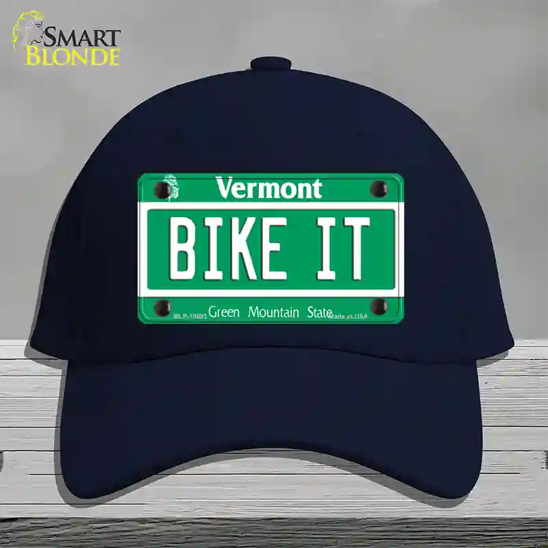 Bike It Vermont Novelty License Plate Hat Cotton / Navy