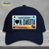 I Love North Dakota Novelty License Plate Hat Cotton / Navy