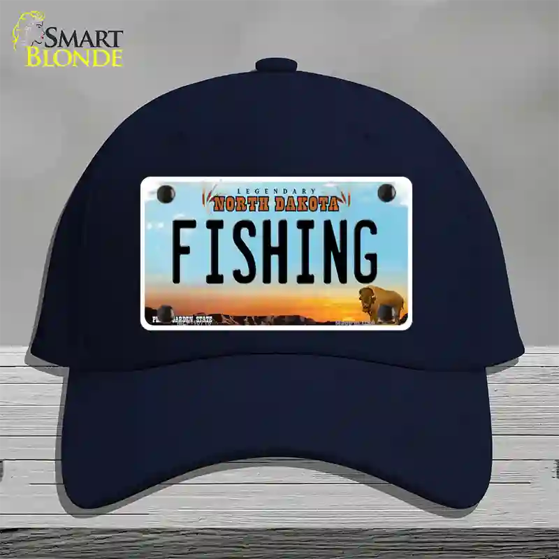 Fishing North Dakota Novelty License Plate Hat Cotton / Navy