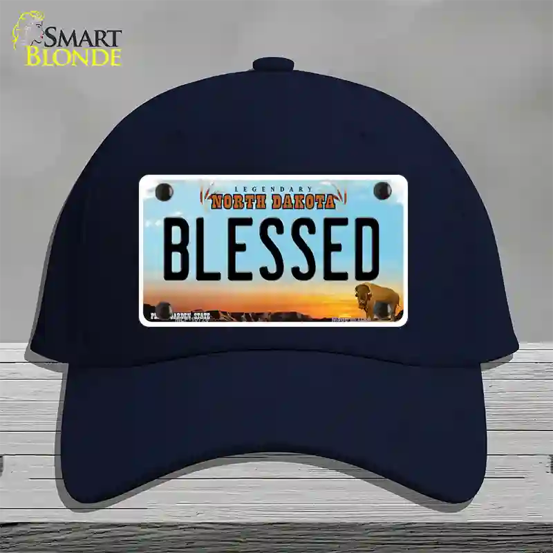 Blessed North Dakota Novelty License Plate Hat Cotton / Navy