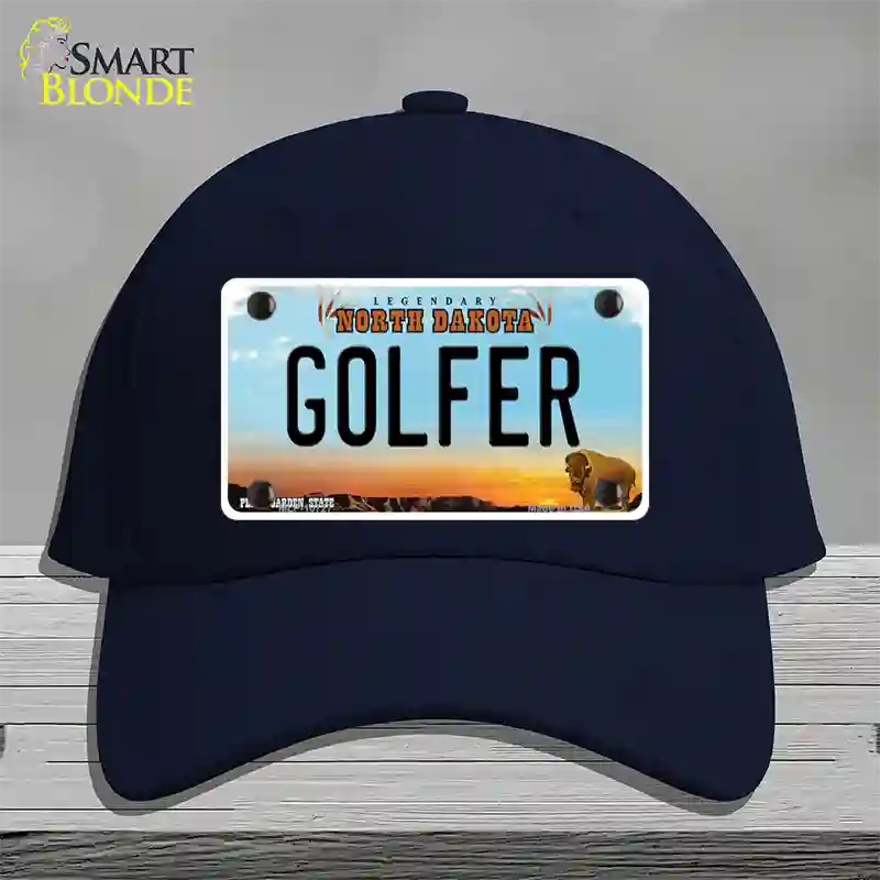 Golfer North Dakota Novelty License Plate Hat Cotton / Navy