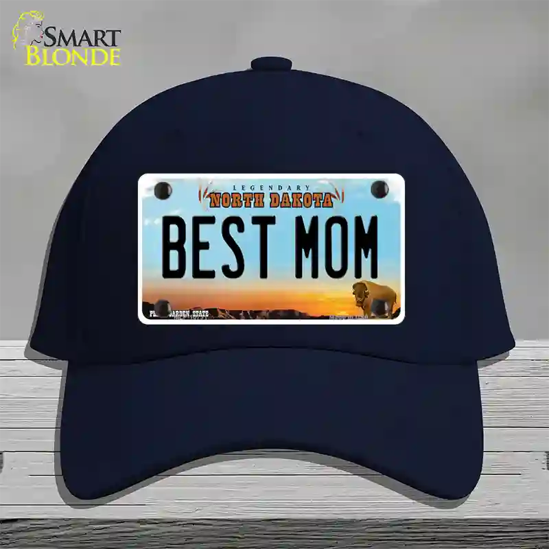 Best Mom North Dakota Novelty License Plate Hat Cotton / Navy