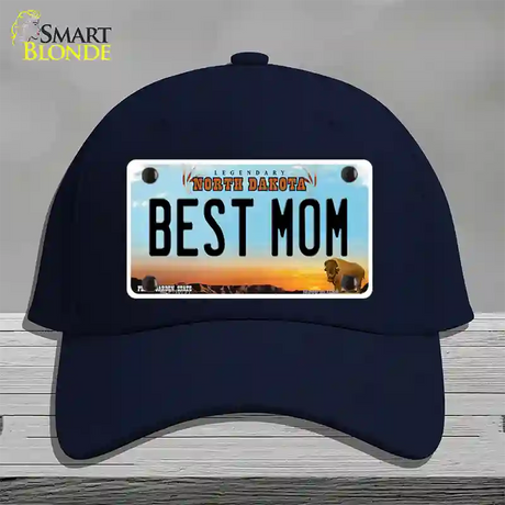 Best Mom North Dakota Novelty License Plate Hat Cotton / Navy