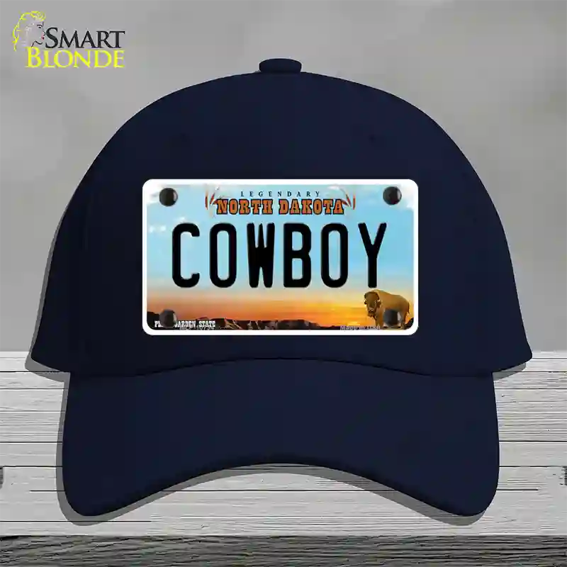 Cowboy North Dakota Novelty License Plate Hat Cotton / Navy