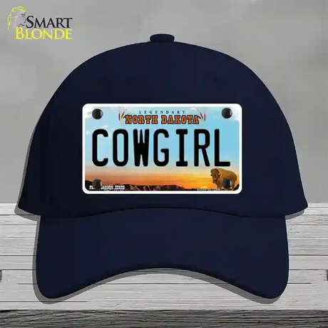 Cowgirl North Dakota Novelty License Plate Hat Cotton / Navy