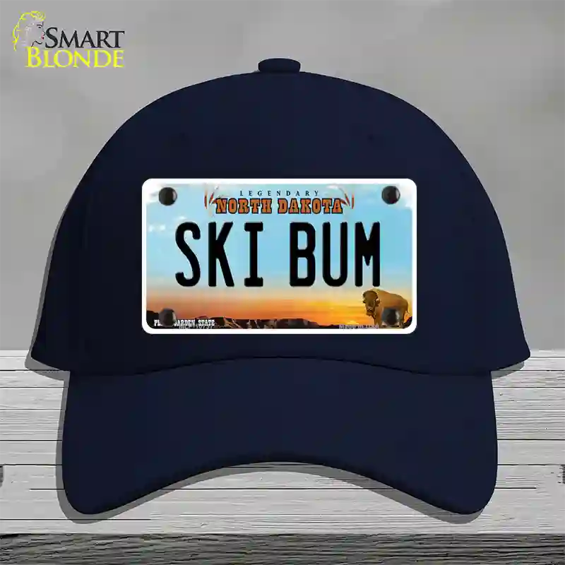 Ski Bum North Dakota Novelty License Plate Hat Cotton / Navy